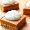 vegan gluten-free pumpkin pie bar with coconut whipped cream