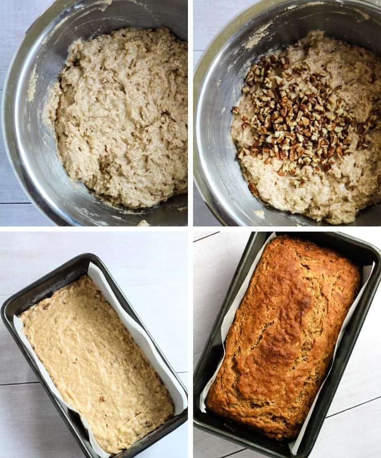 dairy free banana bread cooking steps