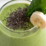 Green smoothie with chia seeds and banana.