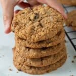 Stack of vegan cranberry cookies.
