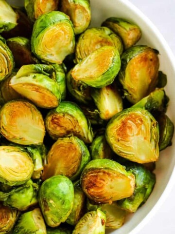 soy sauce brussel sprouts in bowl