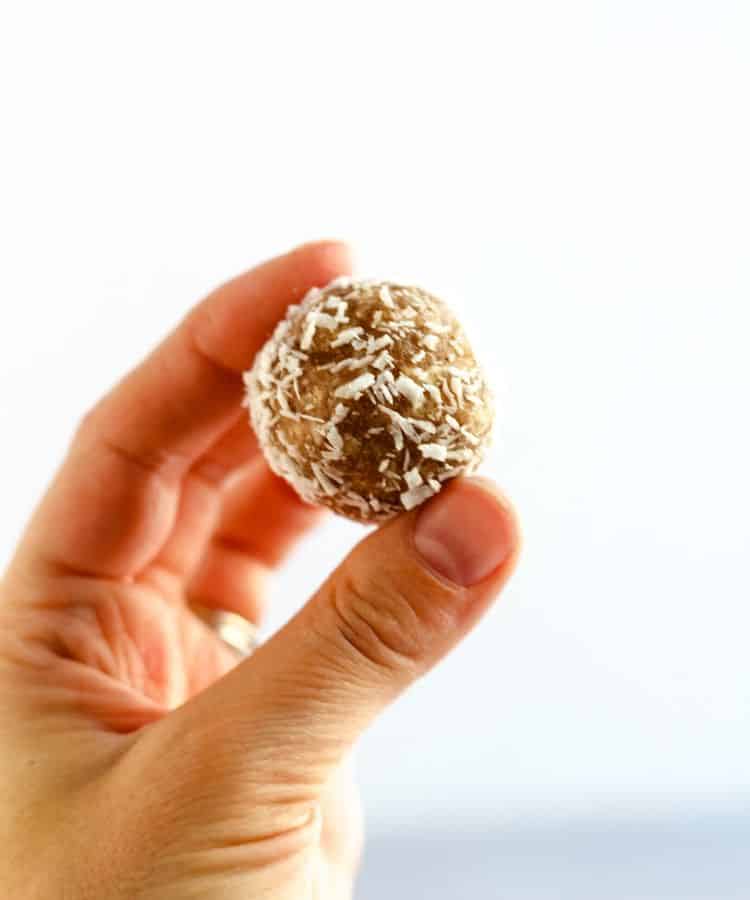 vegan snowball cookie in hand