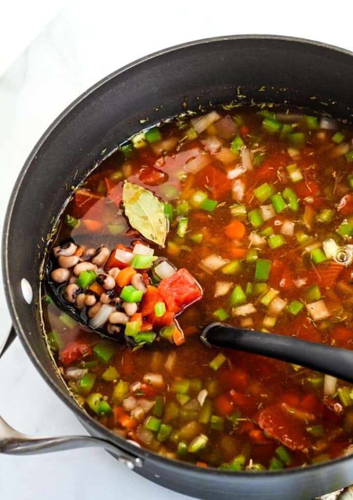 black eyed pea soup in pot