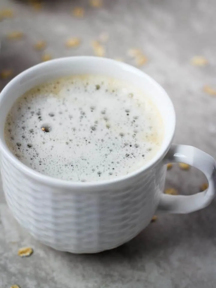 vanilla latte in white cup