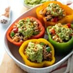 Colorful vegan mexican stuffed peppers.