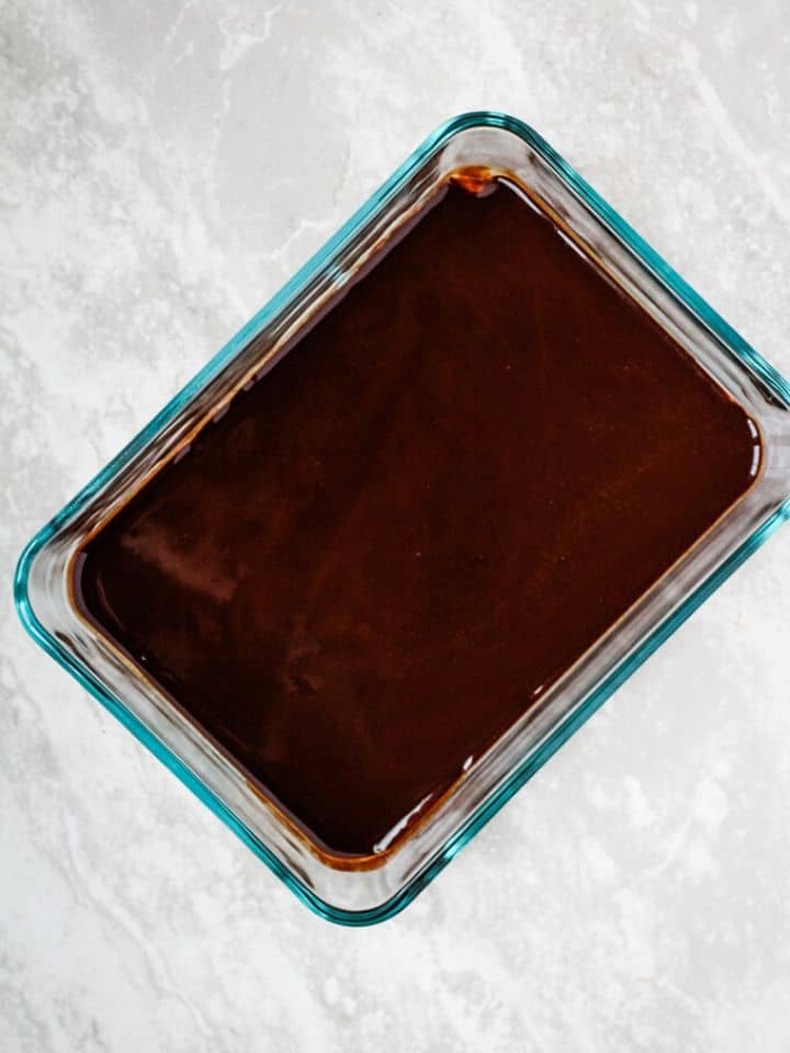 melted chocolate in glass container