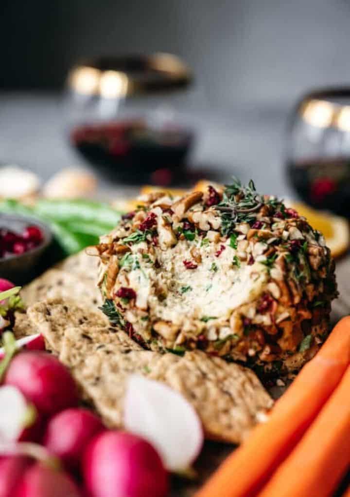 vegan cheeseball with nuts