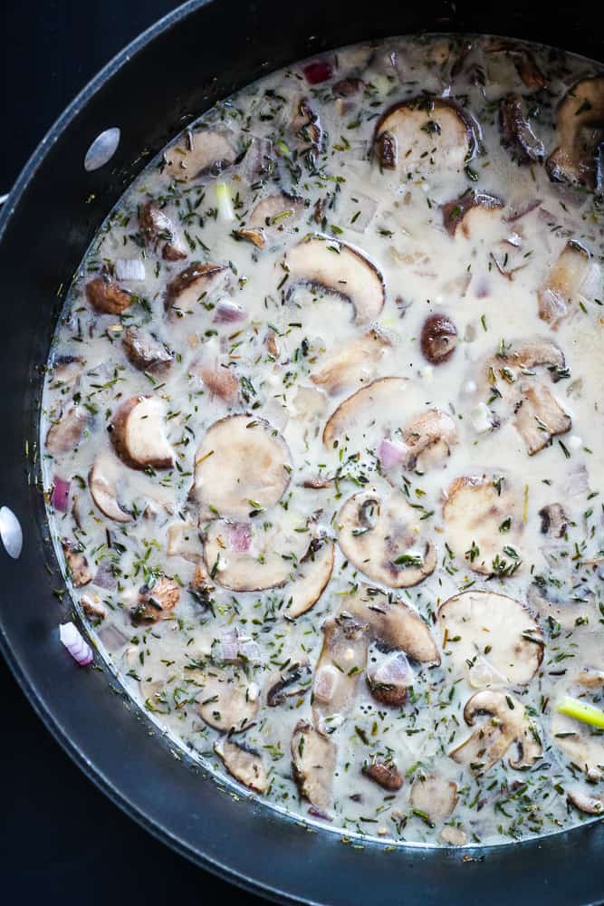 vegan mushroom soup in pot