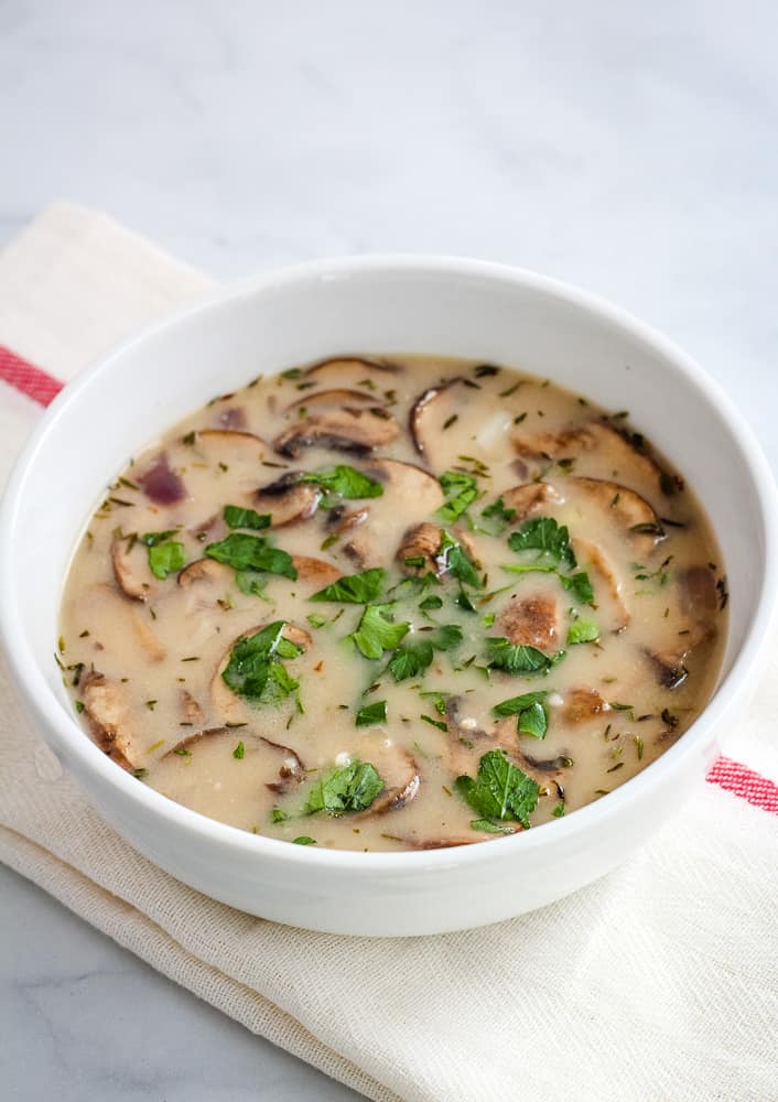 mushroom soup in bowl