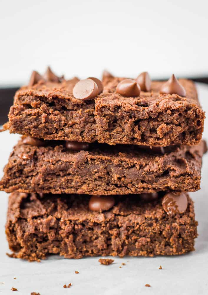 stack of three chickpea brownies