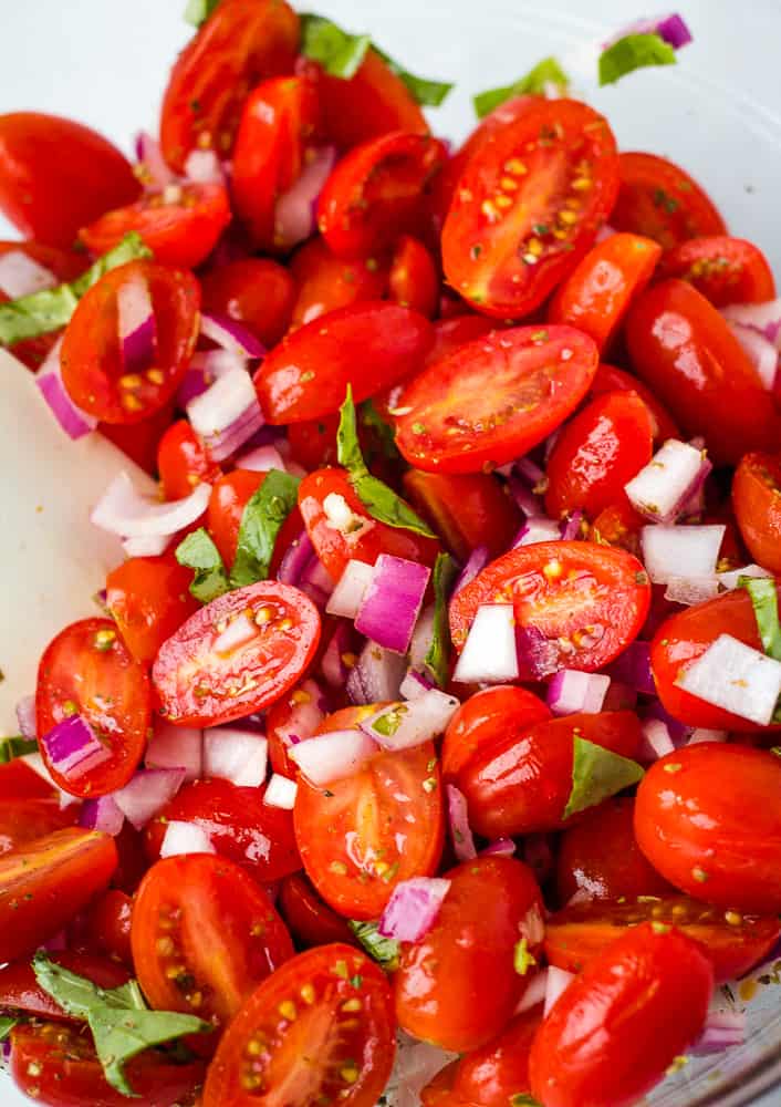 Italian tomato salad close up