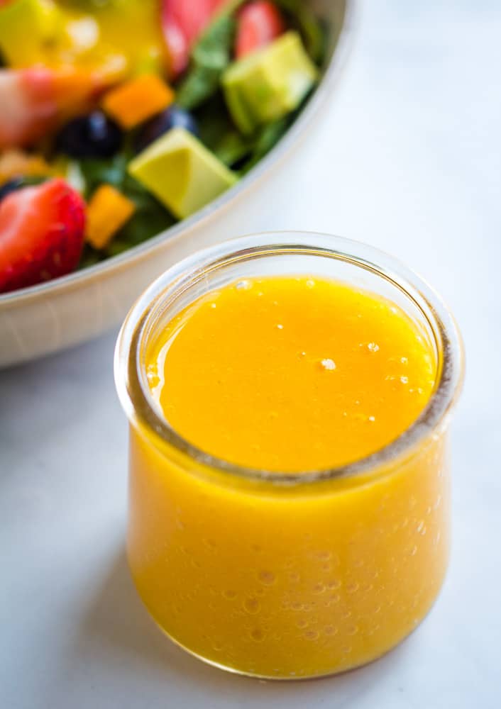 mango dressing in glass jar