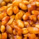 close up of vegan baked beans