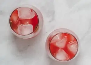 glasses filled with ice and watermelon juice