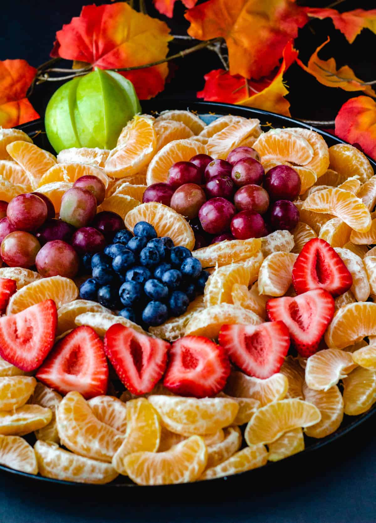 pumpkin fruit tray with oranges