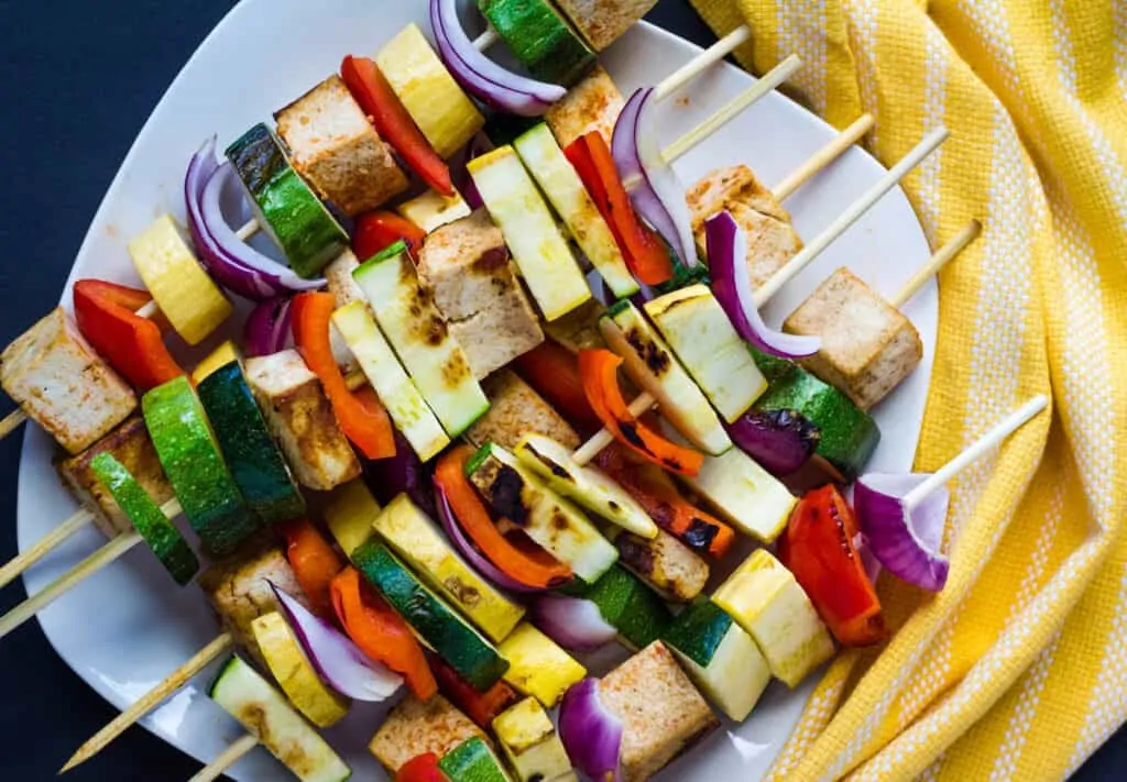 Vegan Kebab Skewers with Marinated Tofu - Keeping the Peas