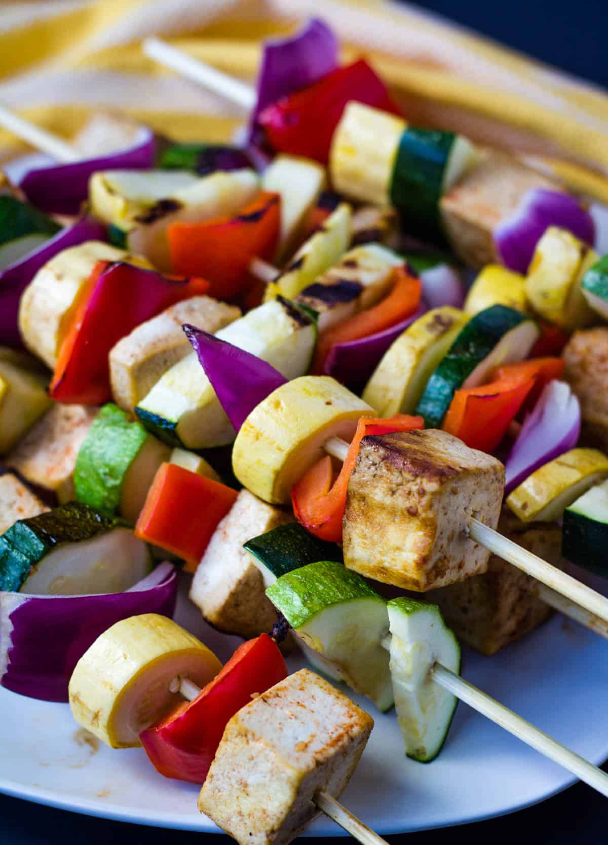 Vegan Kebab Skewers with Marinated Tofu | Keeping the Peas