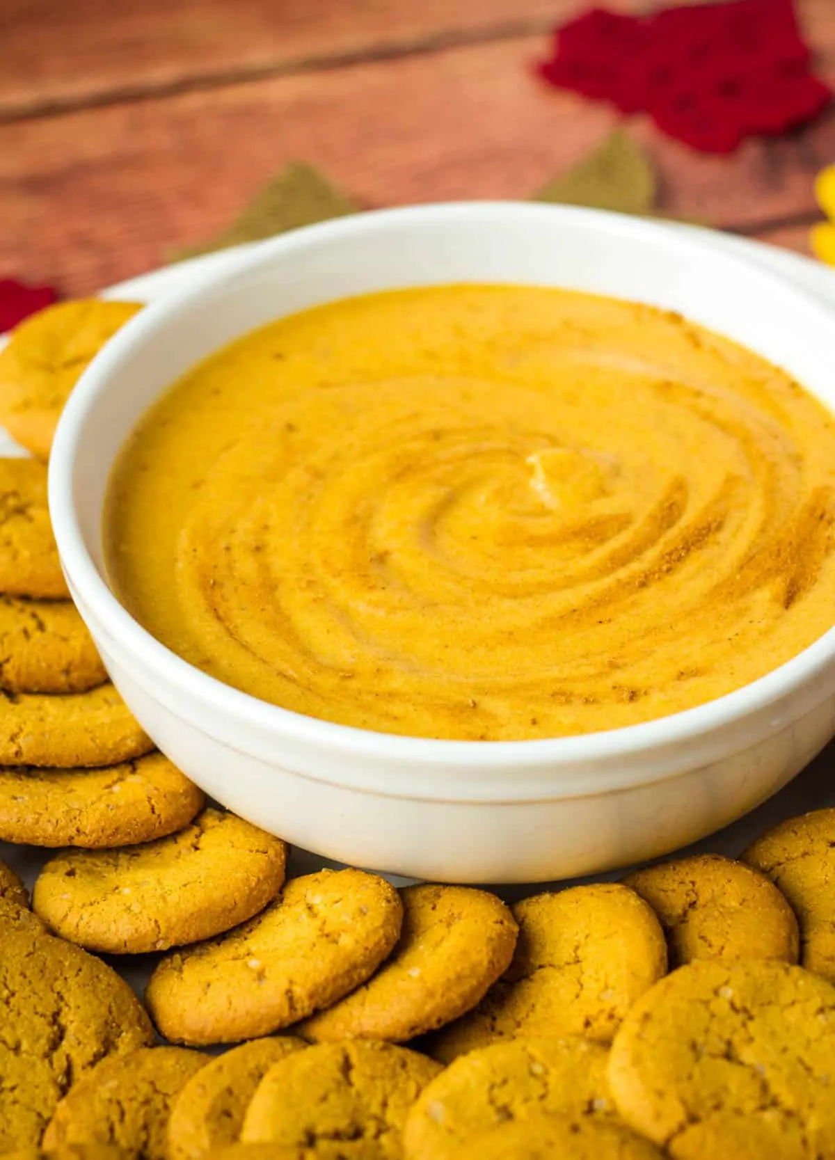 pumpkin dip surrounded by gingersnaps