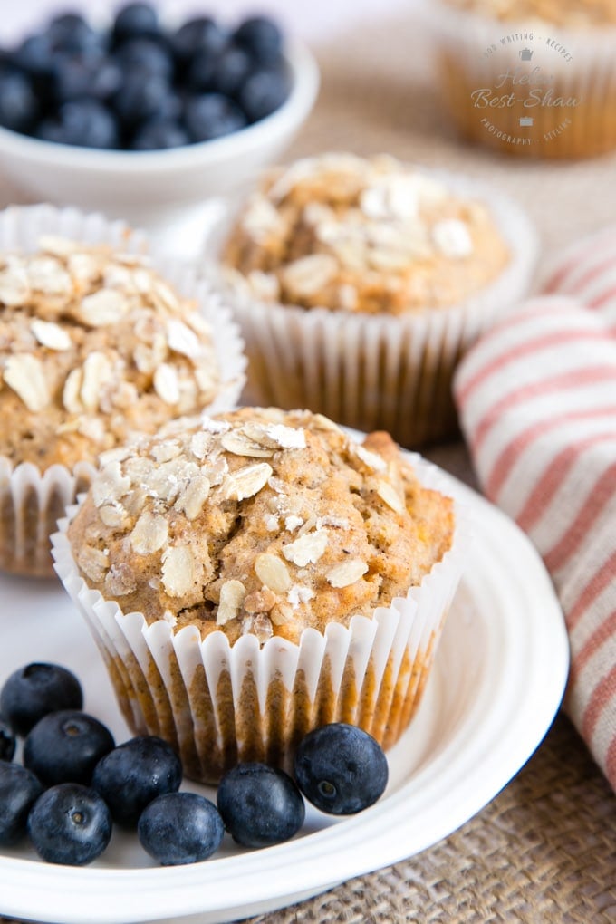Sweet potato muffins with a side of blueberries. 
