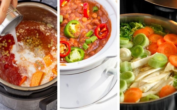 vegan soup recipes method: instant pot, slow cooker, stovetop