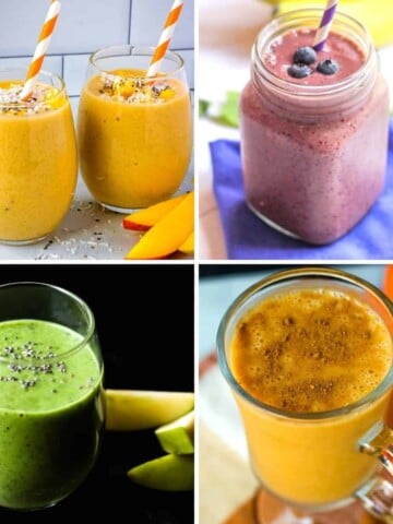 plant-based smoothies collage
