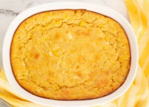 vegan corn casserole in baking dish