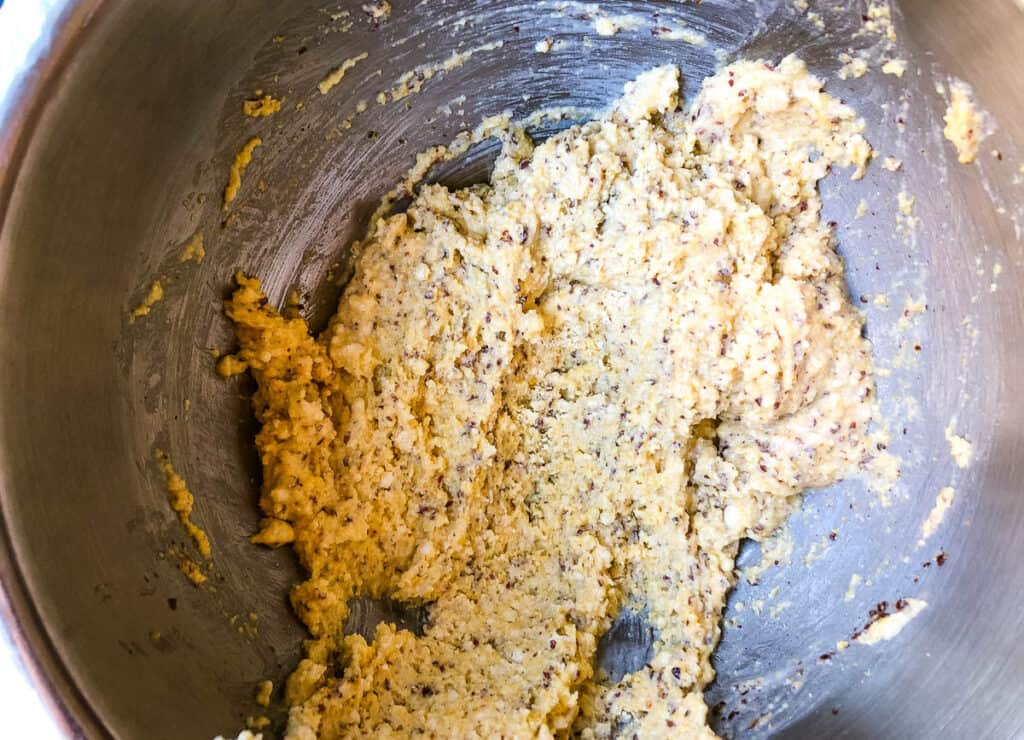 cornbread mix in mixing bowl