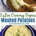 Vegan mashed potatoes with gravy.