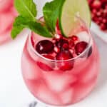 close up of cranberry mocktail