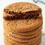 Stack of vegan ginger cookies.