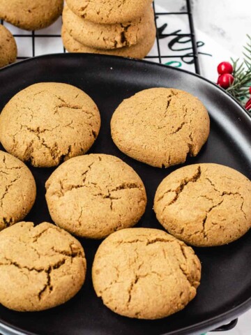 vegan ginger cookies on black plate