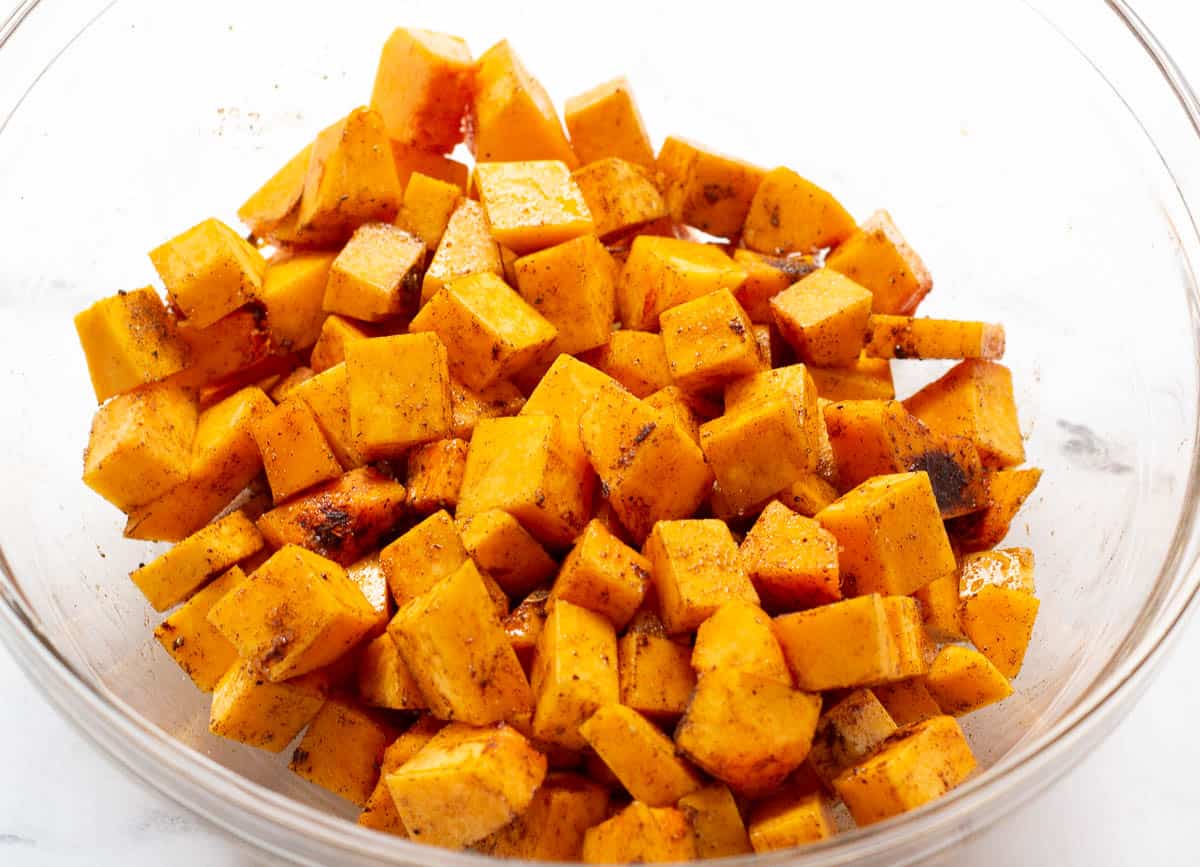 butternut squash tossed with spices