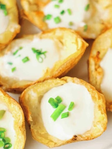 air fryer potato skins with sour cream and chives