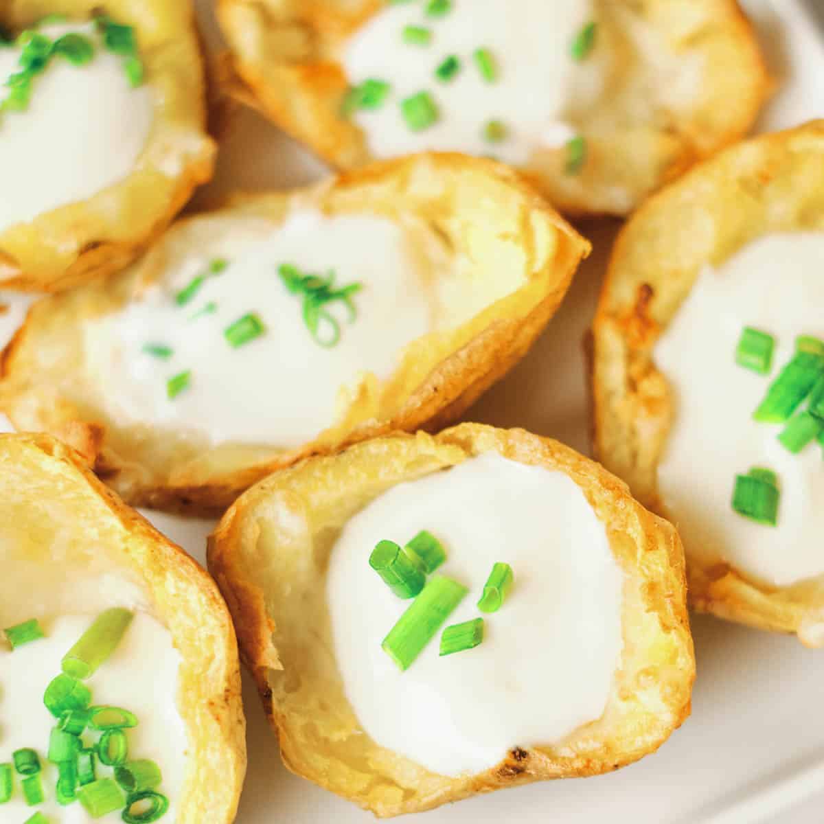 air fryer potato skins with sour cream and chives