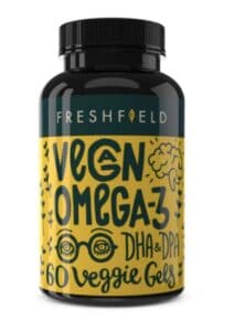 bottle of freshfield vegan omega-3 DHA and DPA
