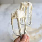 Cream cheese on hand mixer beaters.