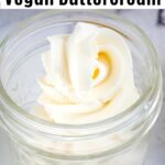 vegan buttercream frosting in glass jar