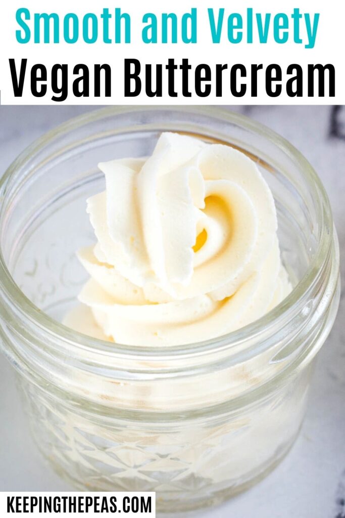 vegan buttercream frosting in glass jar

