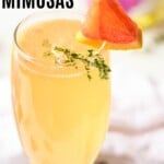 grapefruit mimosa in champagne flute
