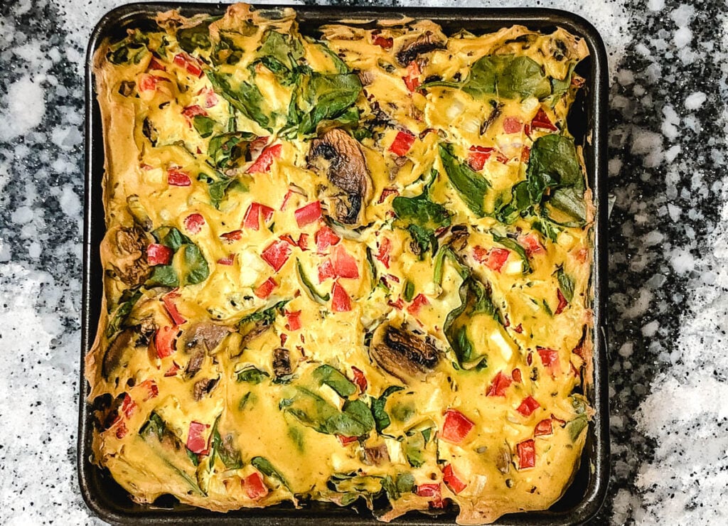 vegan breakfast casserole in pan