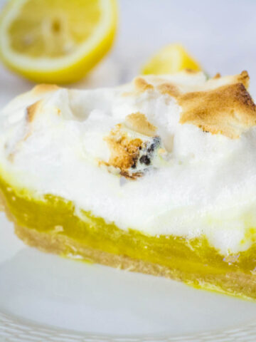 vegan lemon meringue pie slice