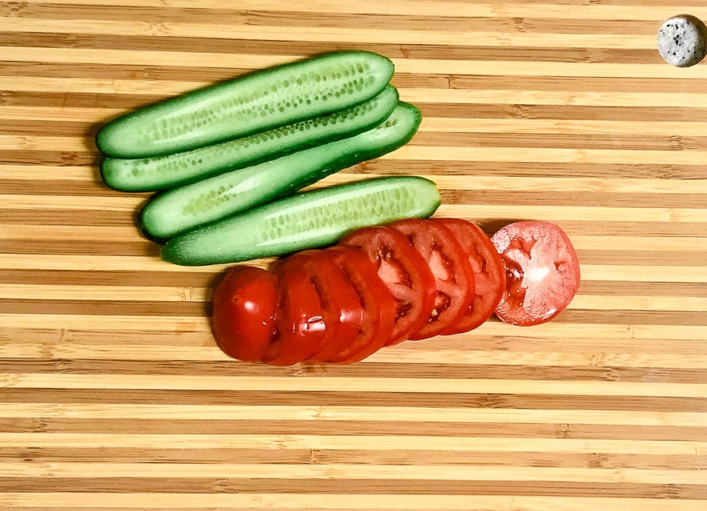 sliced tomato and cucumber