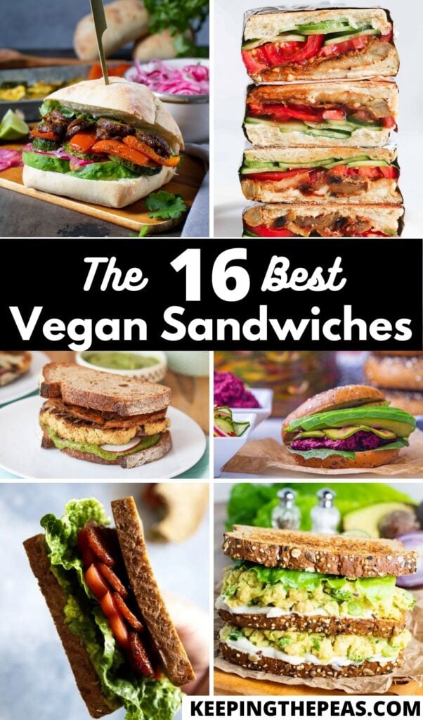 collage of vegan sandwich recipes