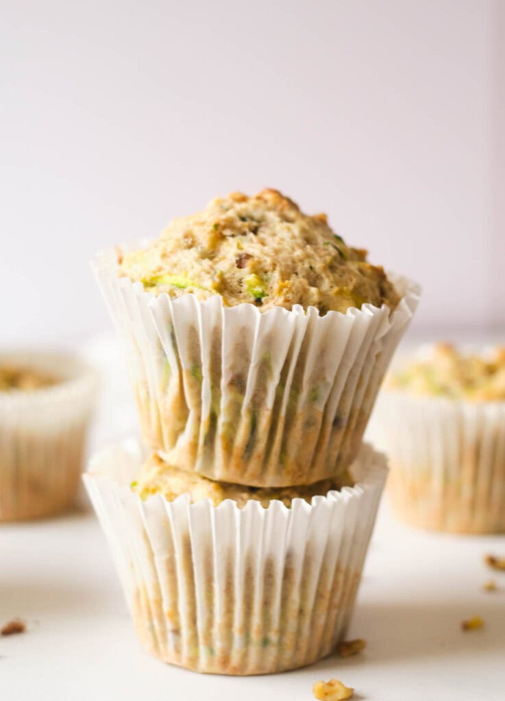 Two muffins stacked on top of one another.