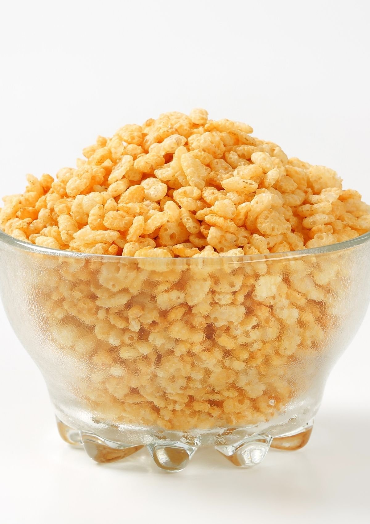 Rice cereal in glass bowl.