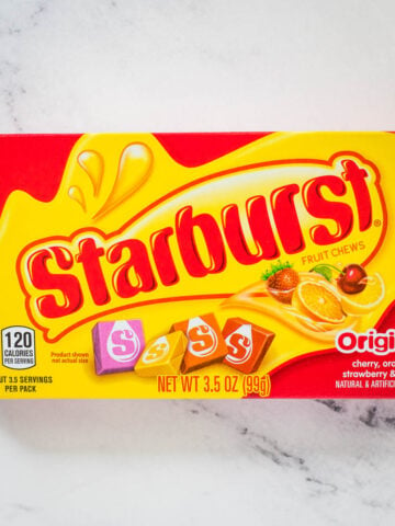 Box of Starburst candies.