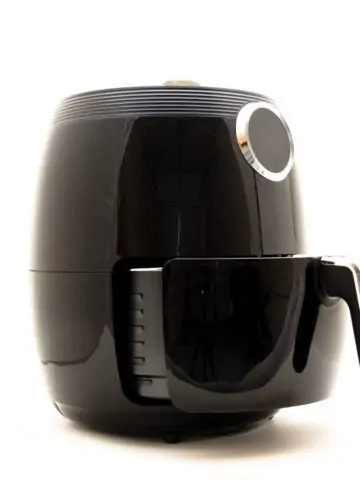 Air fryer with basket pulled out.