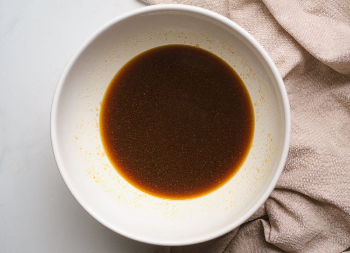 Thinned out molasses in bowl.