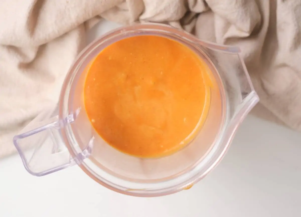 Pumpkin sauce in blender. 