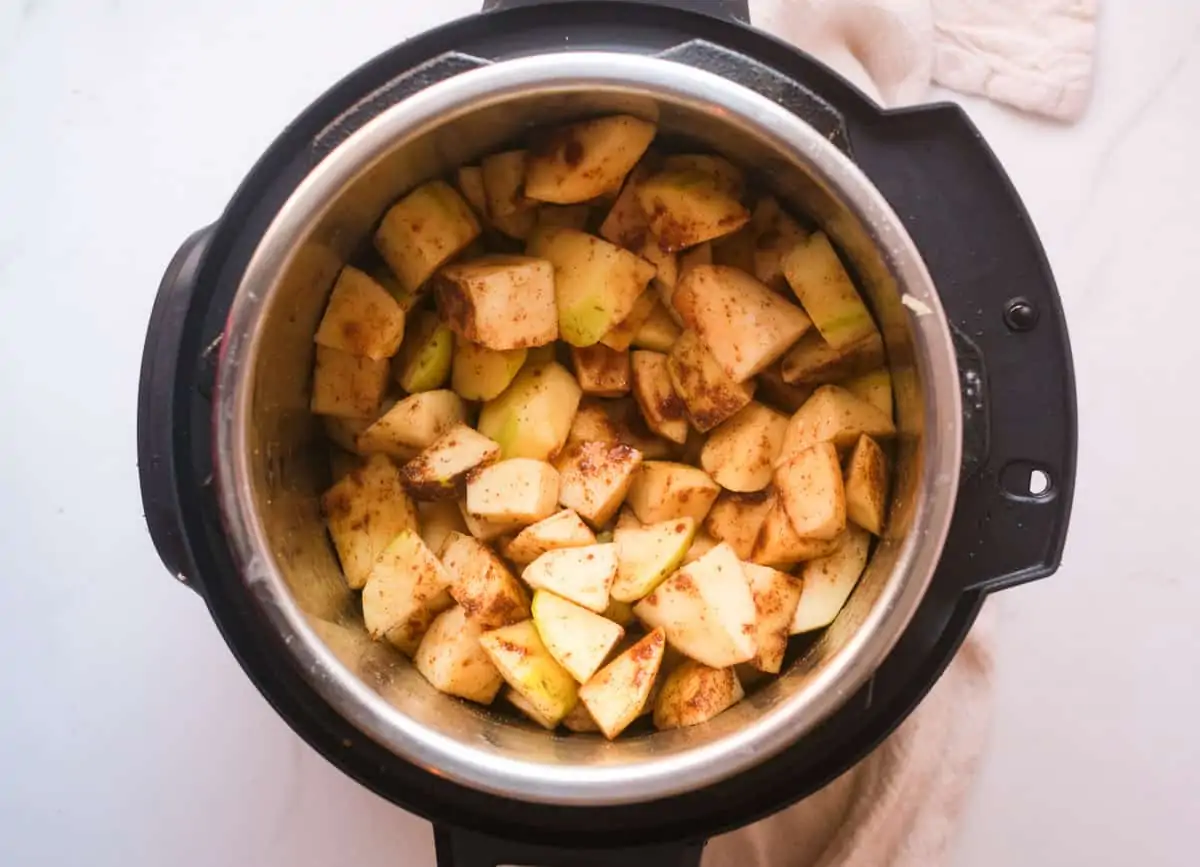 Apples and cinnamon in instant pot.